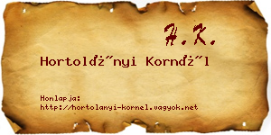 Hortolányi Kornél névjegykártya